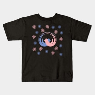 Two birds: blue and pink Kids T-Shirt